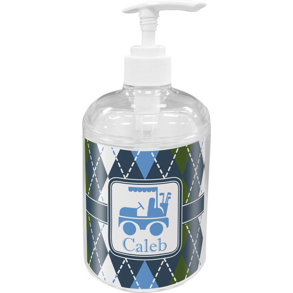 Custom Blue Argyle Acrylic Soap & Lotion Bottle (Personalized)