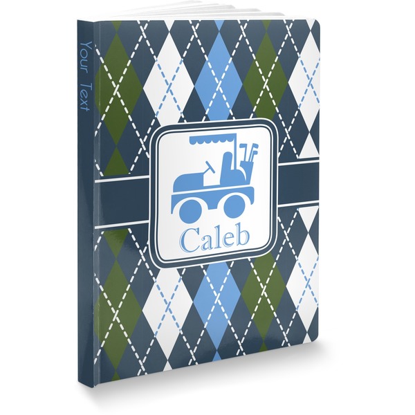Custom Blue Argyle Softbound Notebook - 7.25" x 10" (Personalized)