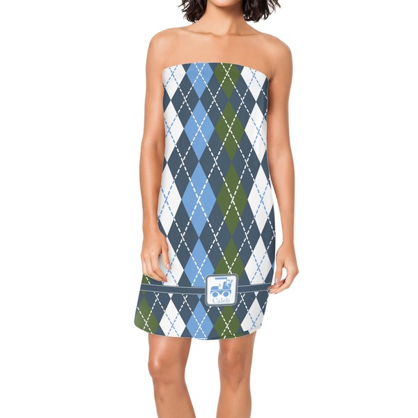 Custom Blue Argyle Spa / Bath Wrap (Personalized)