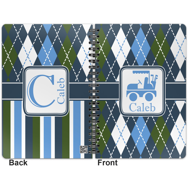 Blue Argyle Spiral Journal 7 x 10 - Apvl