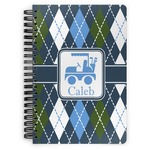 Blue Argyle Spiral Notebook - 7x10 w/ Name or Text