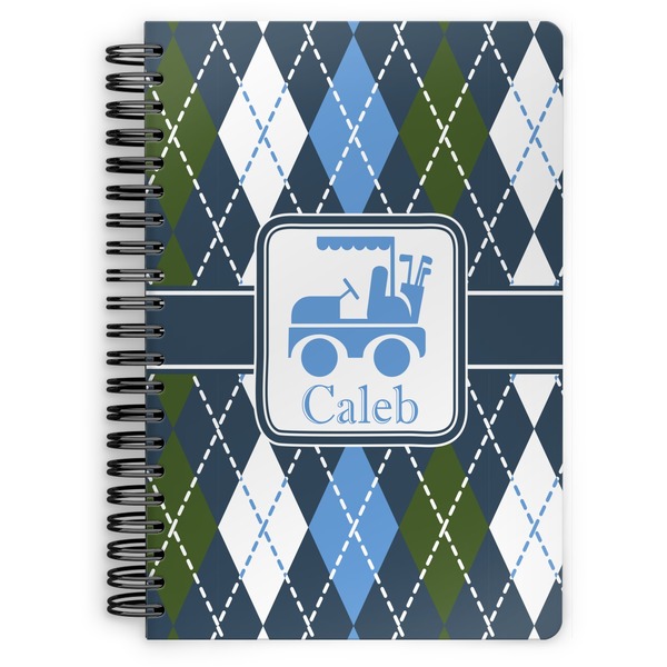 Custom Blue Argyle Spiral Notebook - 7x10 w/ Name or Text