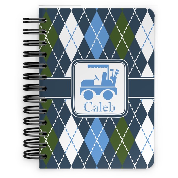 Custom Blue Argyle Spiral Notebook - 5x7 w/ Name or Text