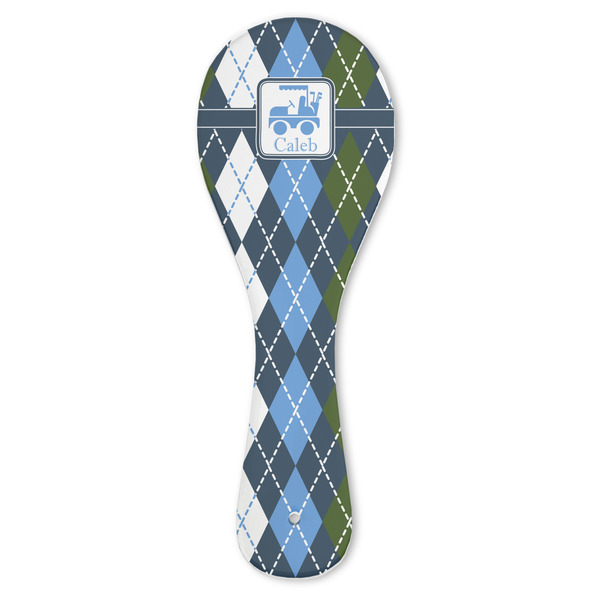 Custom Blue Argyle Ceramic Spoon Rest (Personalized)