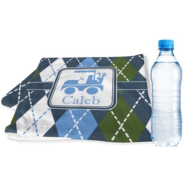 Custom Blue Argyle Sports & Fitness Towel (Personalized)