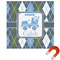 Blue Argyle Square Car Magnet - 6" (Personalized)