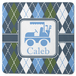 Blue Argyle Square Rubber Backed Coaster (Personalized)