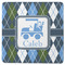 Blue Argyle Square Rubber Backed Coaster (Personalized)