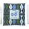 Blue Argyle 9.5" Glass Square Lunch / Dinner Plate- Single or Set of 4 (Personalized)