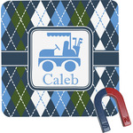 Blue Argyle Square Fridge Magnet w/ Name or Text