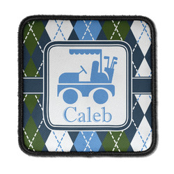 Blue Argyle Iron On Square Patch w/ Name or Text