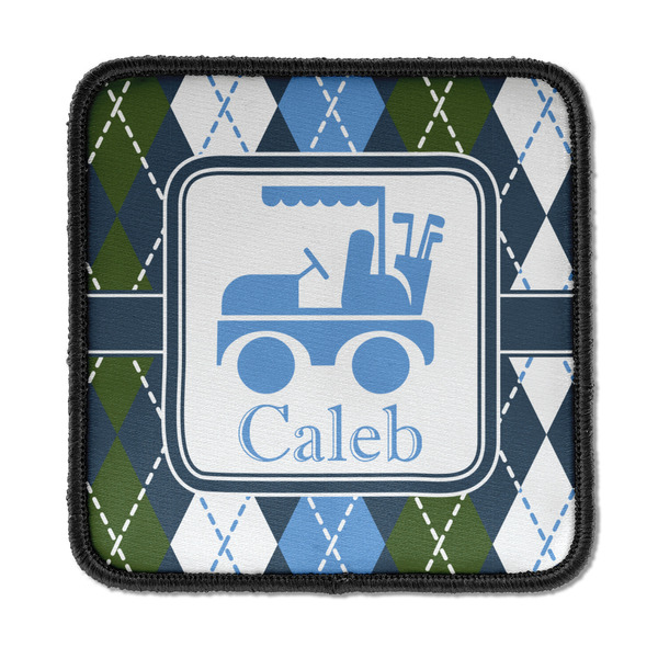 Custom Blue Argyle Iron On Square Patch w/ Name or Text