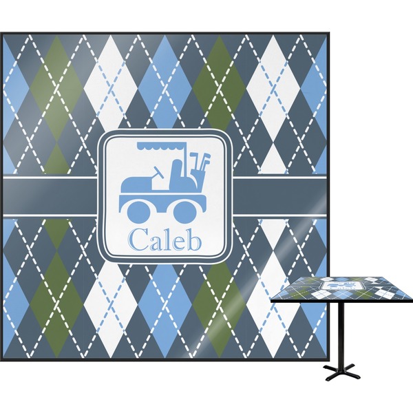 Custom Blue Argyle Square Table Top - 30" (Personalized)
