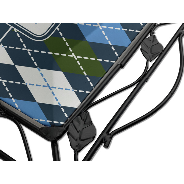 Blue Argyle Square Trivet - Detail