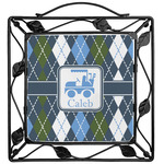 Blue Argyle Square Trivet (Personalized)