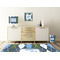 Blue Argyle Square Wall Decal Wooden Desk