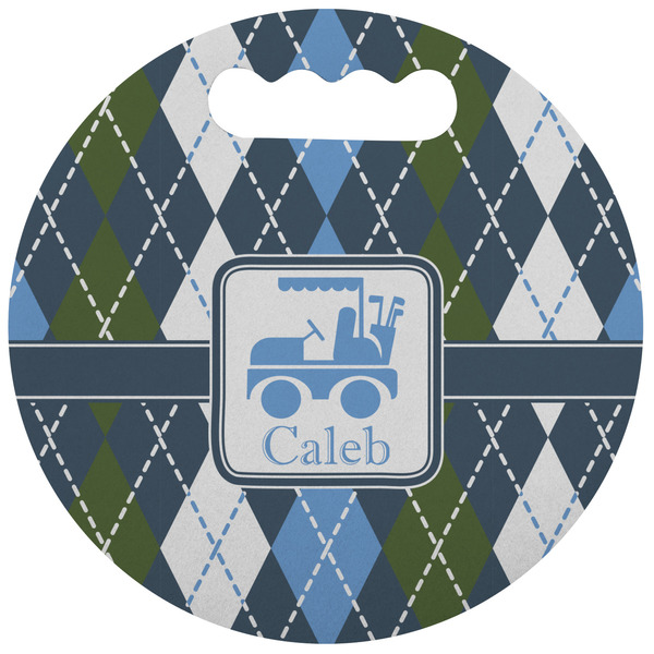 Custom Blue Argyle Stadium Cushion (Round) (Personalized)