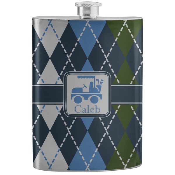 Custom Blue Argyle Stainless Steel Flask (Personalized)