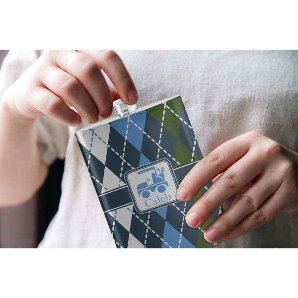 Blue Argyle Stainless Steel Flask - LIFESTYLE 1