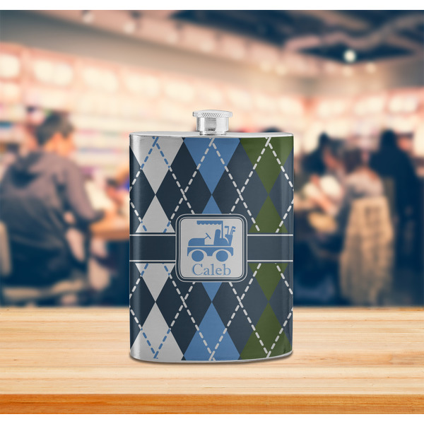 Blue Argyle Stainless Steel Flask - LIFESTYLE 2