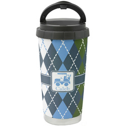 Blue Argyle Stainless Steel Coffee Tumbler (Personalized)