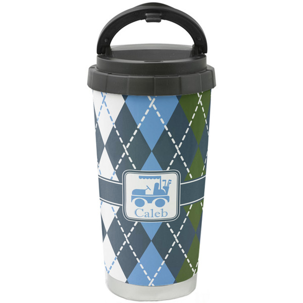 Custom Blue Argyle Stainless Steel Coffee Tumbler (Personalized)