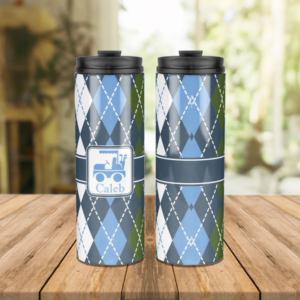 Blue Argyle Stainless Steel Tumbler - Lifestyle