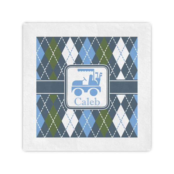 Custom Blue Argyle Standard Cocktail Napkins (Personalized)