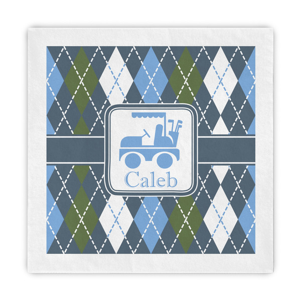 Custom Blue Argyle Decorative Paper Napkins (Personalized)