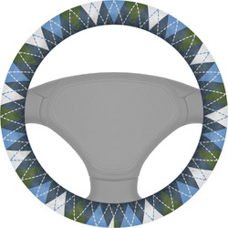 Blue Argyle Steering Wheel Cover (Personalized)