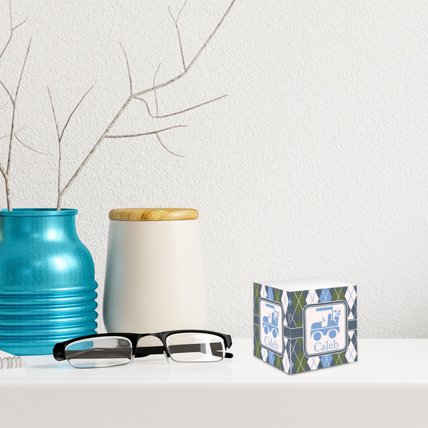 Blue Argyle Sticky Note Cube - LIFESTYLE