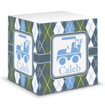 Blue Argyle Sticky Note Cube (Personalized)