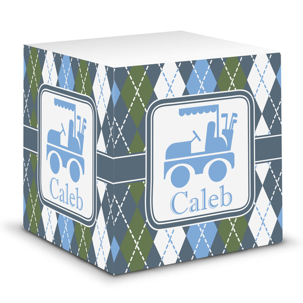 Custom Blue Argyle Sticky Note Cube (Personalized)