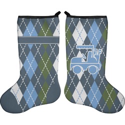 Blue Argyle Holiday Stocking - Double-Sided - Neoprene