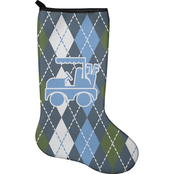 Custom Blue Argyle Holiday Stocking - Neoprene