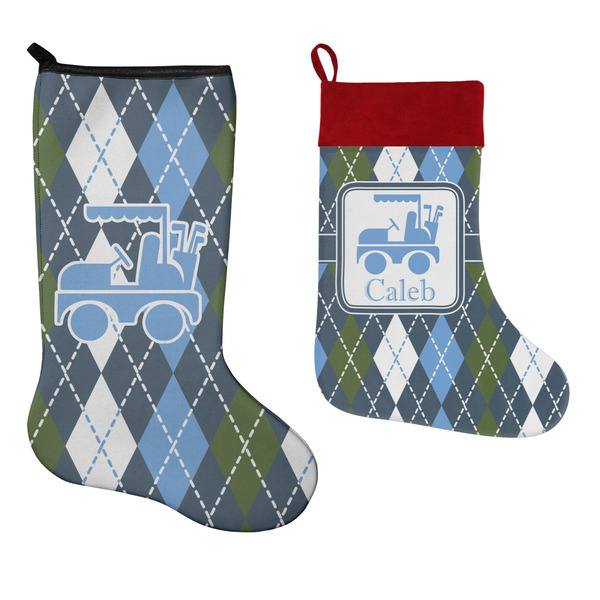 Blue Argyle Stockings - Side by Side compare