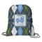 Blue Argyle Drawstring Backpack