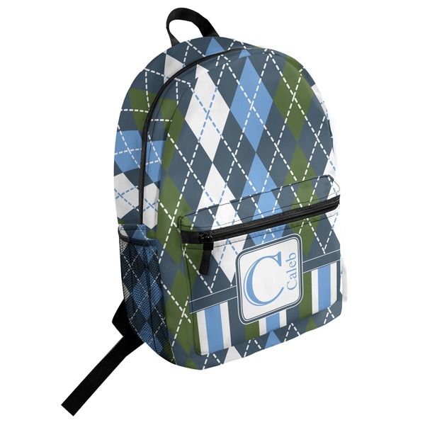 Custom Blue Argyle Student Backpack (Personalized)