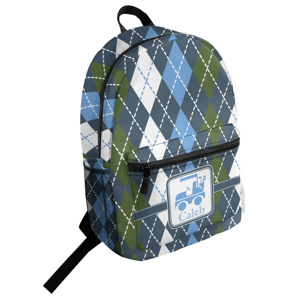 Custom Blue Argyle Student Backpack (Personalized)