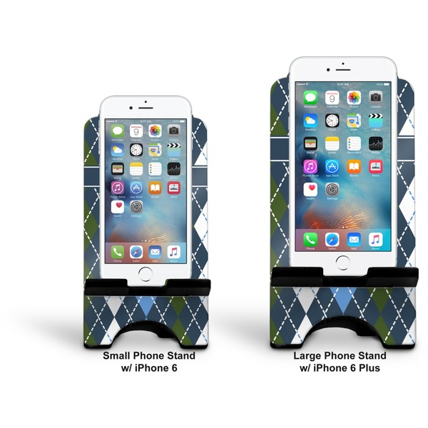 Blue Argyle Stylized Phone Stand - Comparison