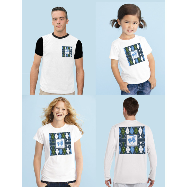 Blue Argyle Sublimation Sizing on Shirts