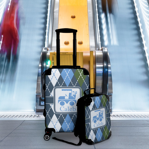 Blue Argyle Suitcase Set 4 - IN CONTEXT