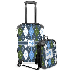 Blue Argyle Kids 2-Piece Luggage Set - Suitcase & Backpack (Personalized)