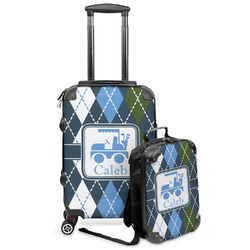 Blue Argyle Kids 2-Piece Luggage Set - Suitcase & Backpack (Personalized)