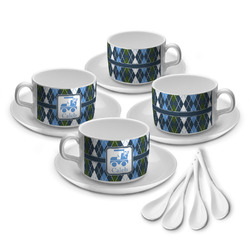 Blue Argyle Tea Cup - Set of 4 (Personalized)