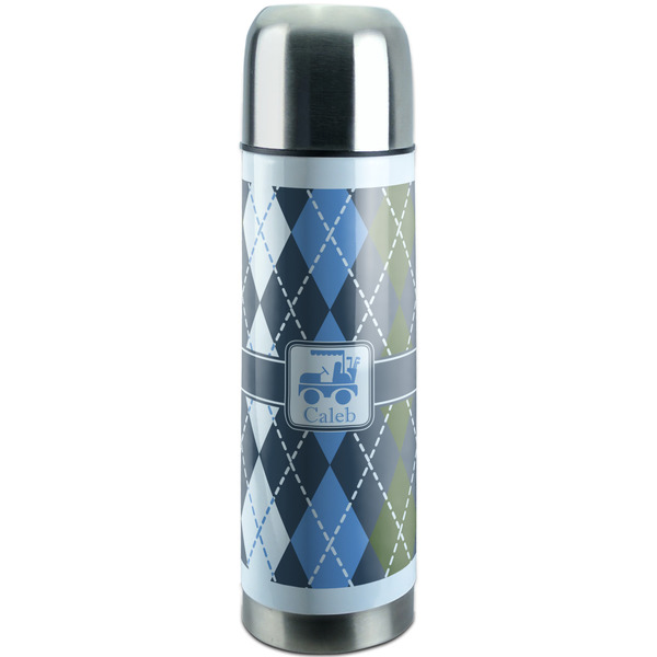 Custom Blue Argyle Stainless Steel Thermos (Personalized)