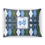 Blue Argyle Rectangular Throw Pillow Case (Personalized)