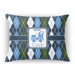 Blue Argyle Rectangular Throw Pillow Case (Personalized)