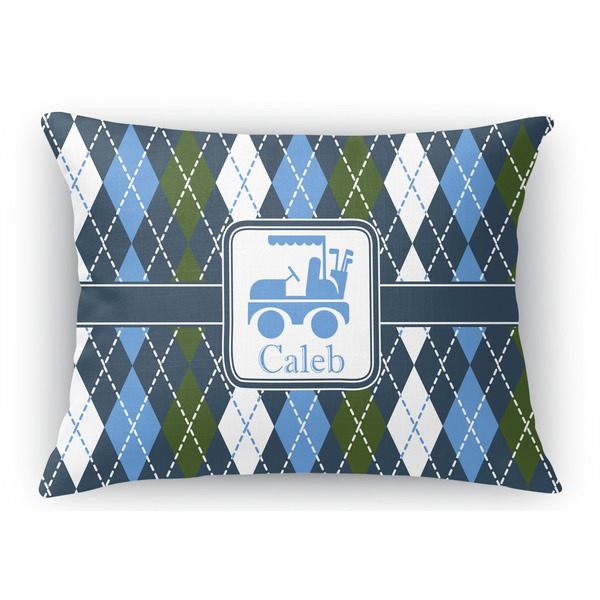 Custom Blue Argyle Rectangular Throw Pillow Case (Personalized)