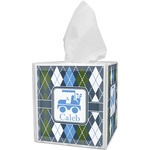 Blue Argyle Tissue Box Cover (Personalized)